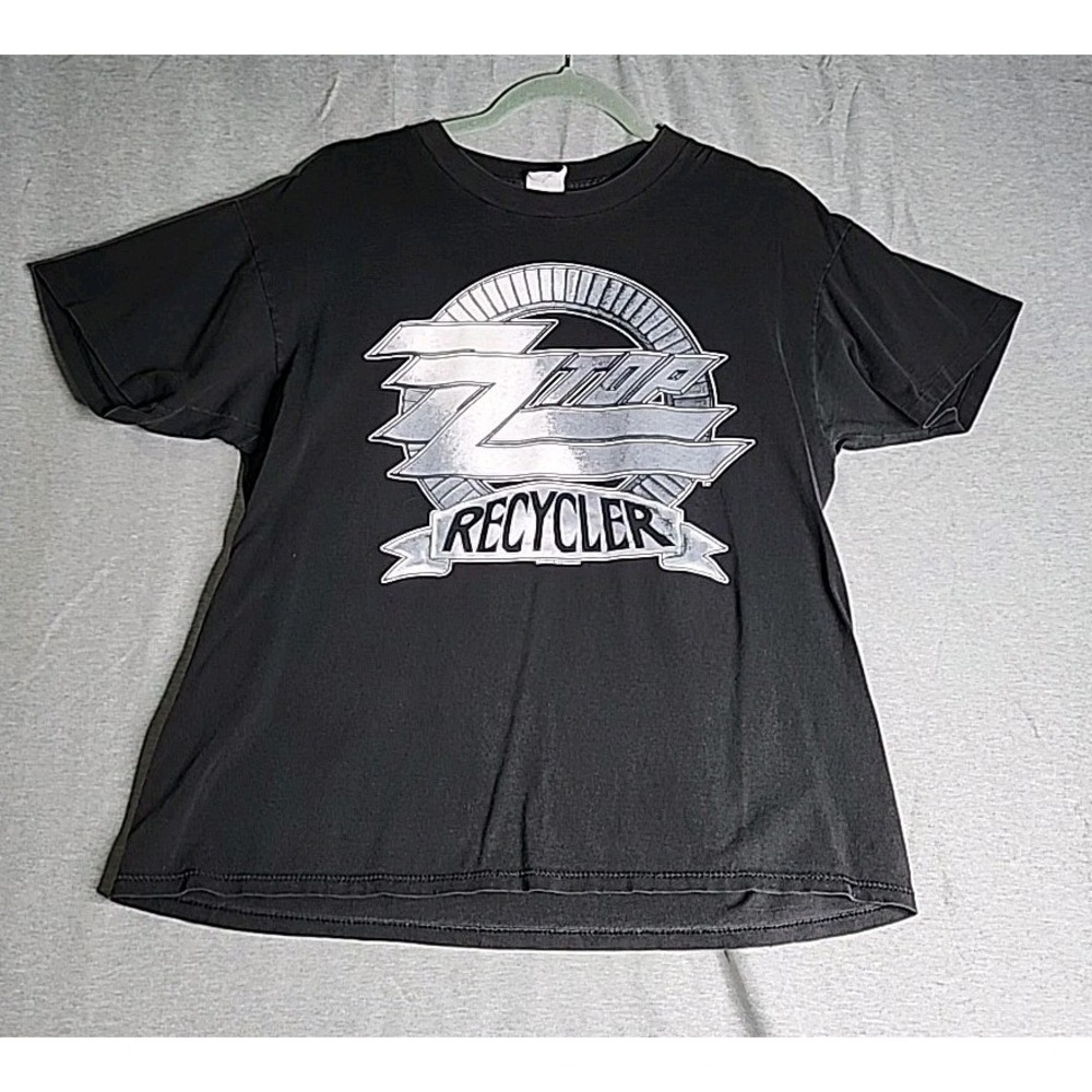 Rock ZZ Top T-Shirt Size XL Recycler Tour Black Double Side Graphic 100% Cotton